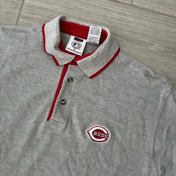Iron Knights Athletics Cincinnati Reds Polo Grey Size Large - Picture 2 of 6